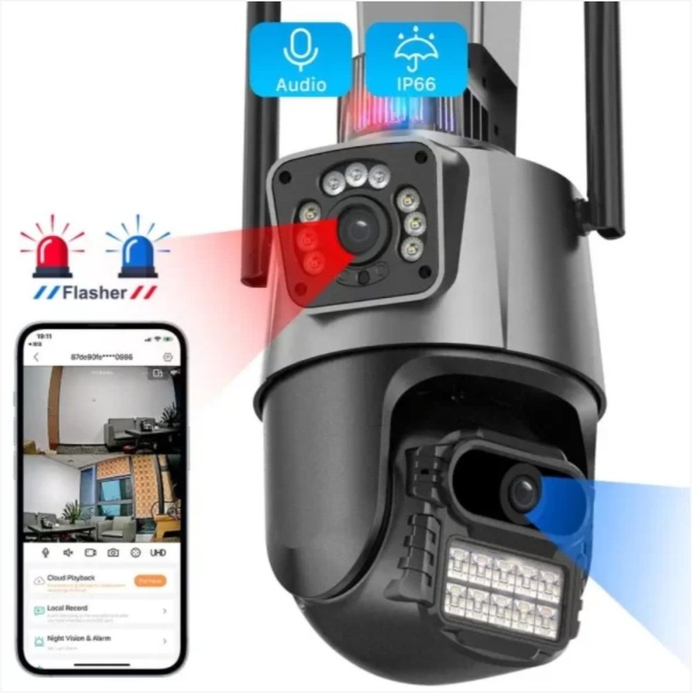 دوربین سیم کارت خور دو لنزه چرخشی v380 pro